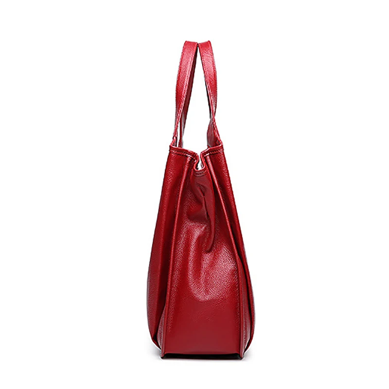 Genuine Leather, 3 Compartments Large Shoulder Bag, Women 100% Natural Cowhide Shoulder Shopping Bag, Fashion for girl A285