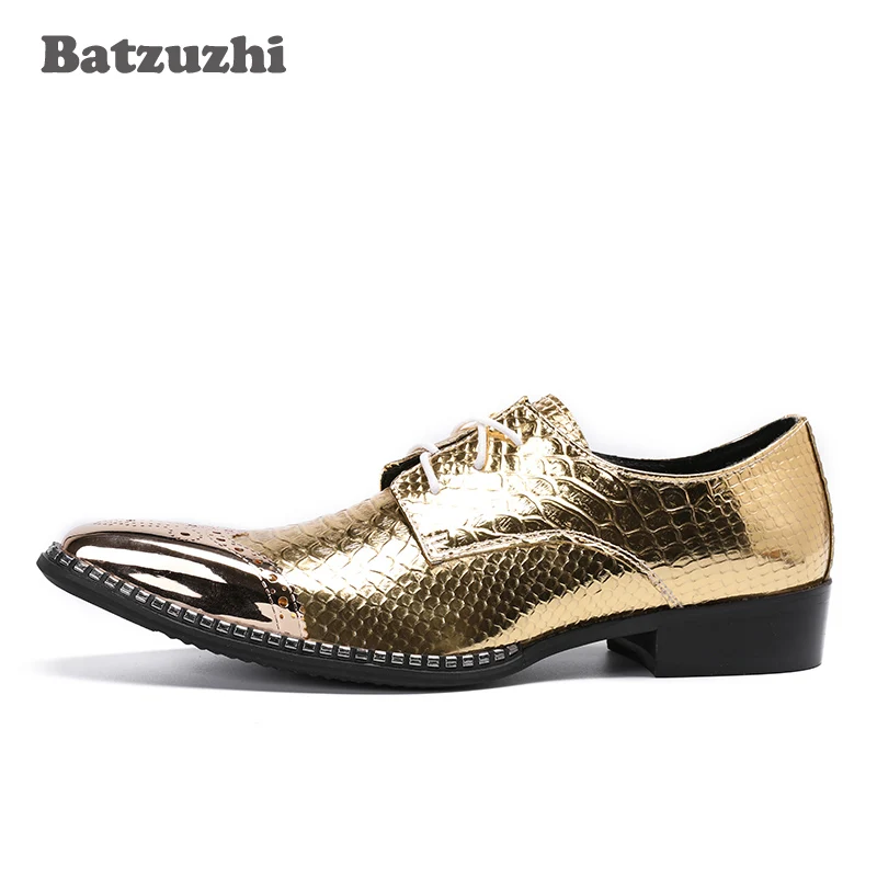 Batzuzhi Italian Type Handmade Men's Shoes Luxury Leather Shoes Pointed Toe Men Party and Wedding Dress Shoes, EU38-46