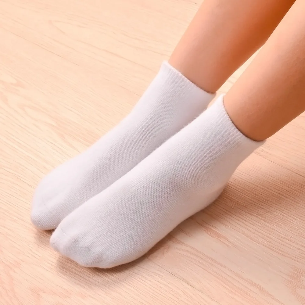 6pairs/Lot Children Boys Girls Cotton Above Ankle Sport Socks Soft Sweat Plain Stitch Athletic Spring Autumn Winter White