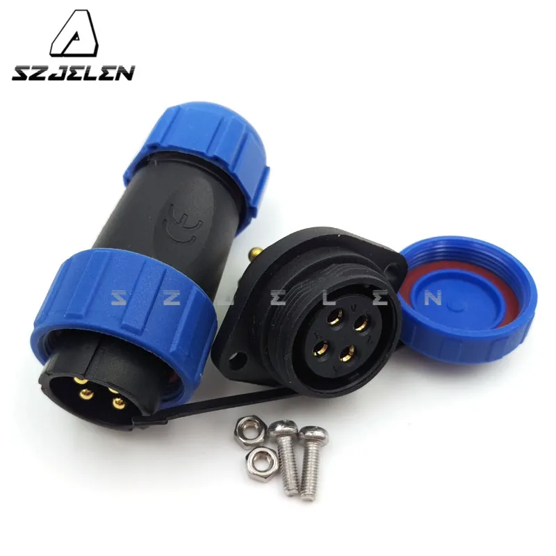 SP2110/SY2113,  IP68 Industrial Power Connector Waterproof 4 Pin Cable Connector, Waterproof Connector Plug Socket 30A