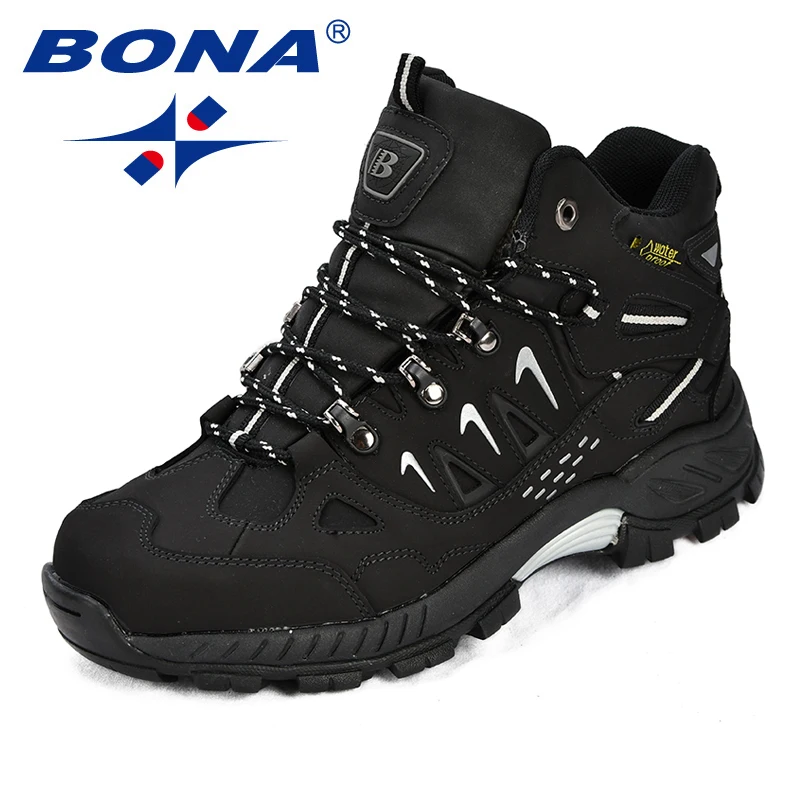 BONA New Classics Style Men Hiking Shoes Action Leather Men Athletic Shoes Lace Up Outdoor Men Jogging Sneakers