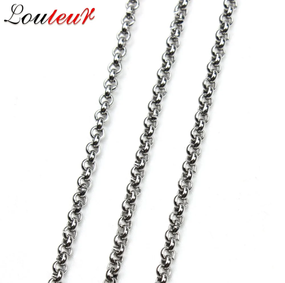 LOULEUR 2 Meters/lot 2/2.5/3/4/5mm Stainless Steel Women Men's Chain Necklace Bulk Chains for Diy Necklace Jewelry Making