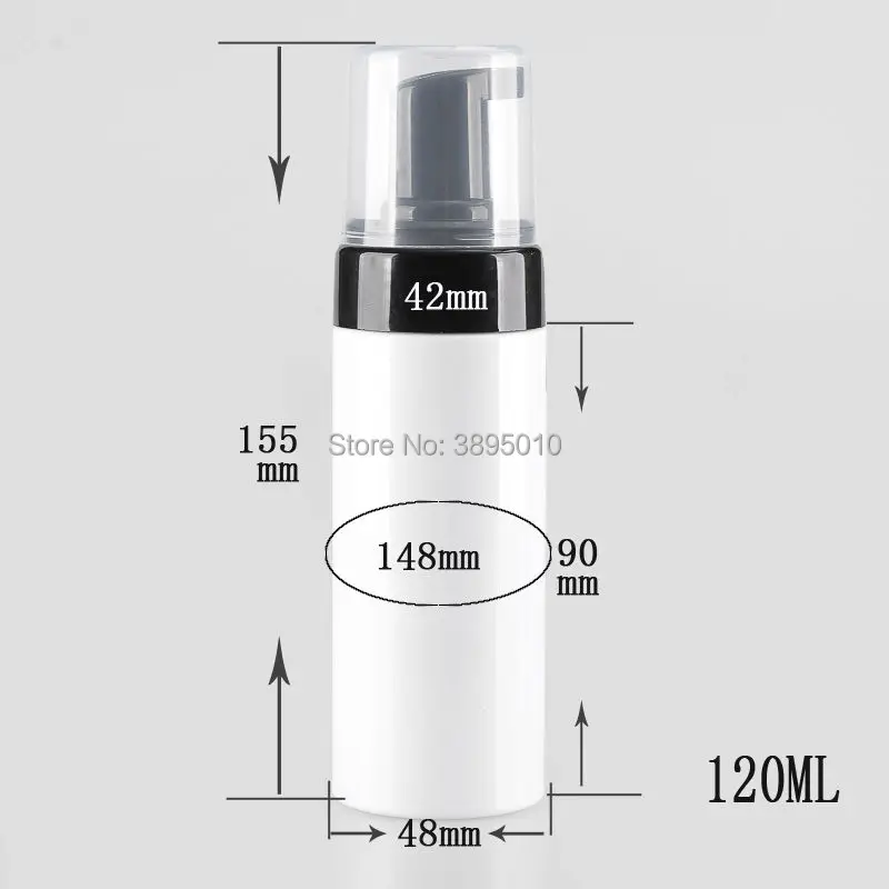 

120ml white Plastic Refillable Travel Foamer Pump Bottle Body Wash black soap foaming pumps PET DIY bottle F948