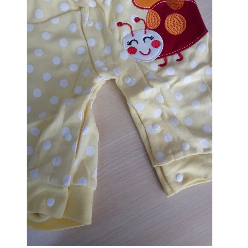 204 2Spring Ladybird jumpsuit White Dot Baby Girl Clothes Cotton Yellow Newborn Bowknot Romper Infant Fashion Costumes