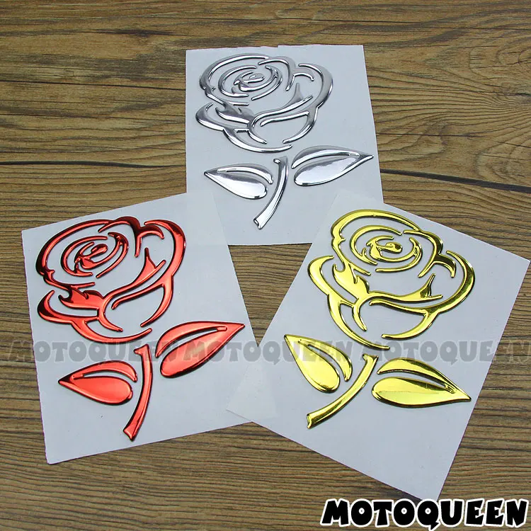 1 sztuk 3D Chrome Rose motocykl samochód ciężarówka naklejki godło kask naklejki dekoracyjne do uniwersalnego Haley Honda Yamaha Kawasaki Suzuki