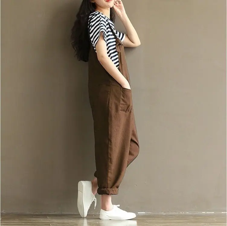 New Arrivals Women Loose Jumpsuit Strap Dungaree Harem Trousers Fashion Ladies Overall Pants Casual Playsuits Plus Size M-3XL