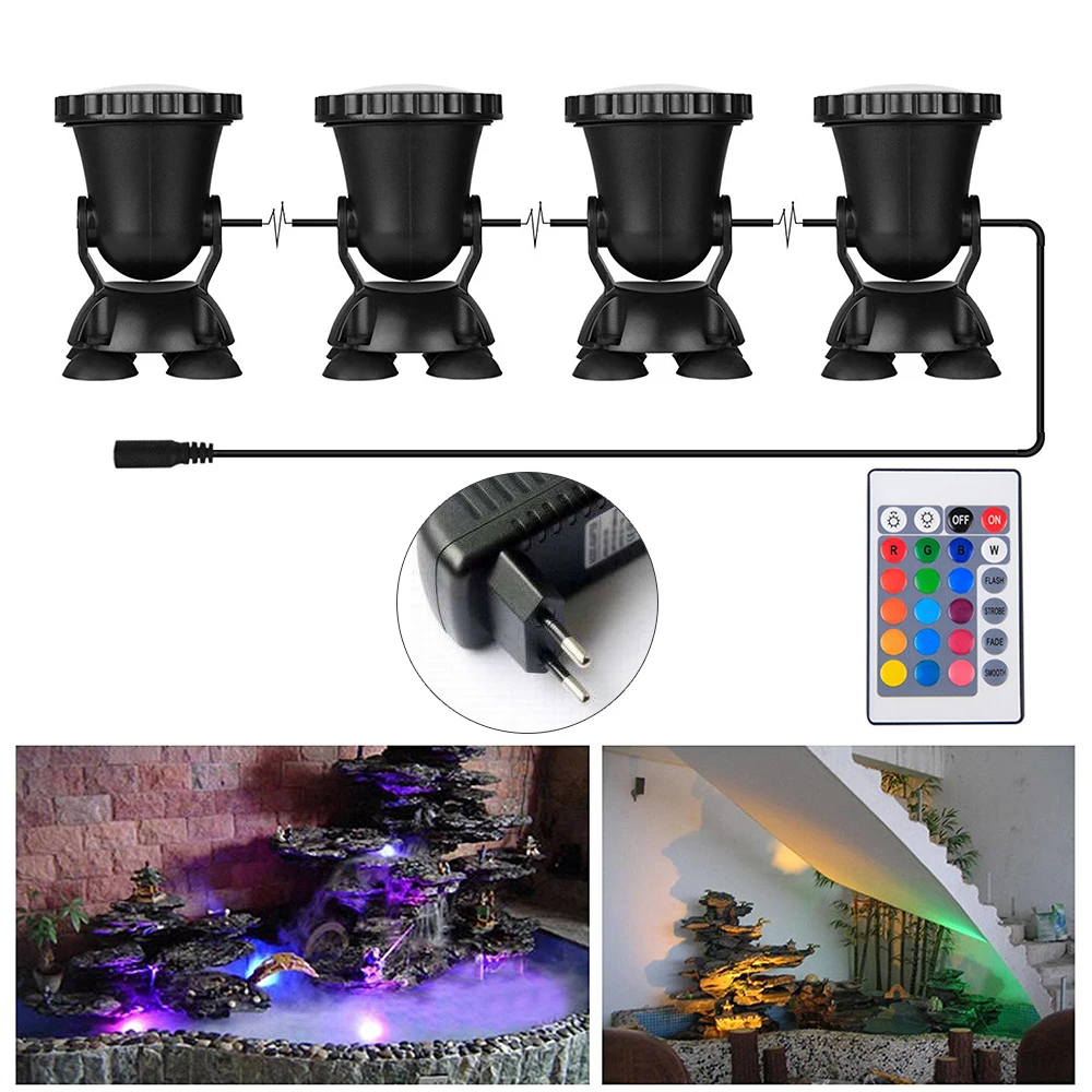 4pcs RGB 36 LED Underwater Light Remote control Submersible Lights for Pond Tank Aquarium Landscape Lamp Fish Water bio-lighting