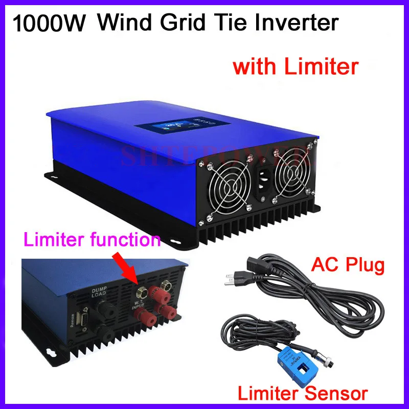 inverter 1000W for wind turbines system 1Kw MPPT efficiency Gird tie system 3 phase ac 22-65V 45-90V to 220V 230V limiter sensor