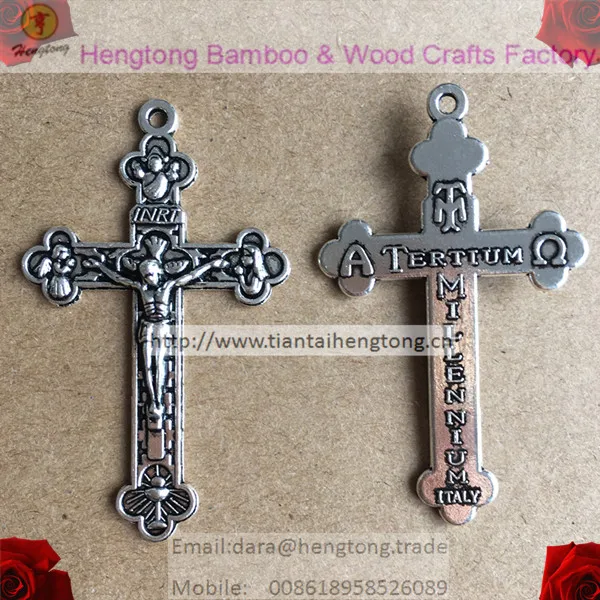 50pcs/pack cheap antique silver plating one hole alloy cross