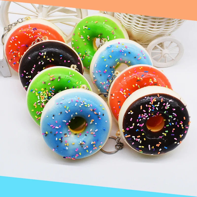 8CM Doughnut Squishy Toys Antistress Squichy Slow Rising Keychain Chocolate Squisy Fun Squish Toy 2018 Gadgets Accessories Props