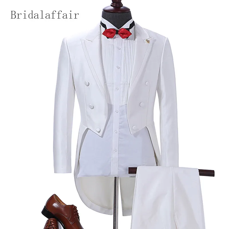 

Bridalaffair Italian Mens Tailcoat Wedding Suits for Men Groomsmen Suits 2 pieces Groom Wedding Suits Peaked Lapel Men Suit