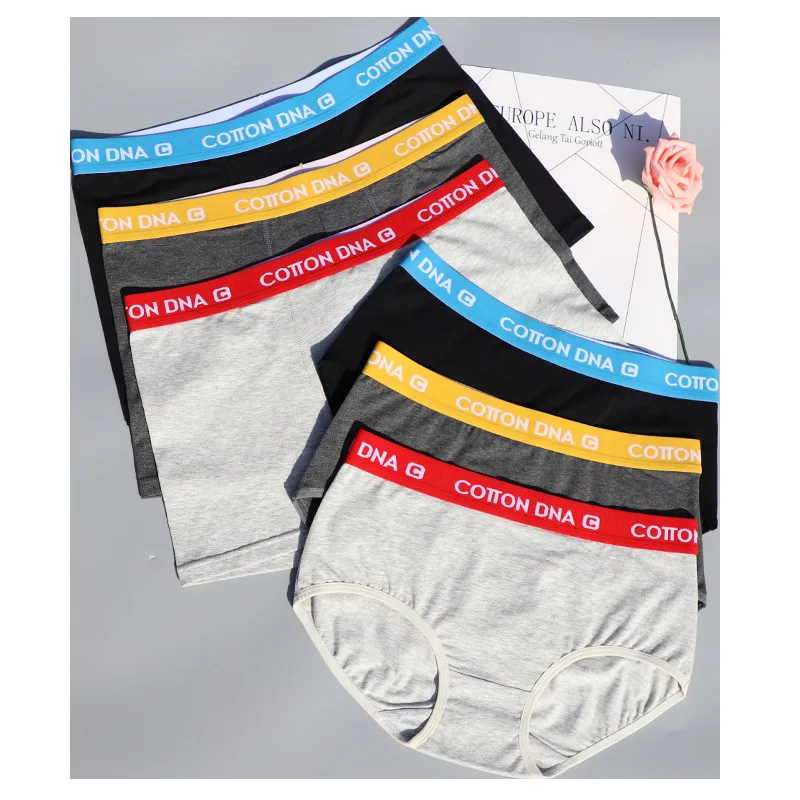 Fashion Cotton Women Male Boxers Solid Underwear Couples Underpants Breathable Soft Mens Cueca Calzoncillos Seamless Panties