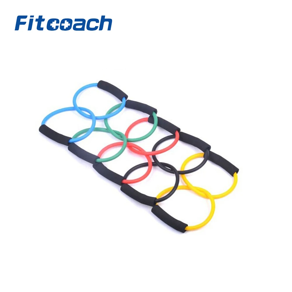 Light TPR New Double Rings Resistance Bands Tube Workout Exercise Fitness For Yoga!