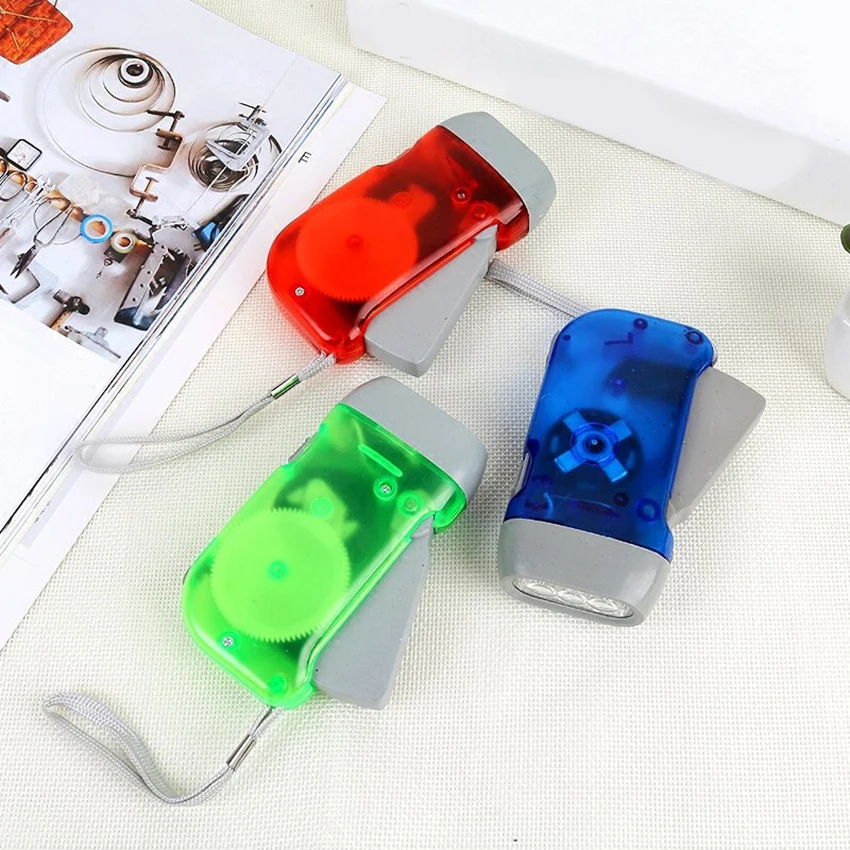 1PC LED Hand Pressing Dynamo Crank Power Flashlight Handy Press Torch Light Camping Lamp Self-powered Light Household Tool NEW