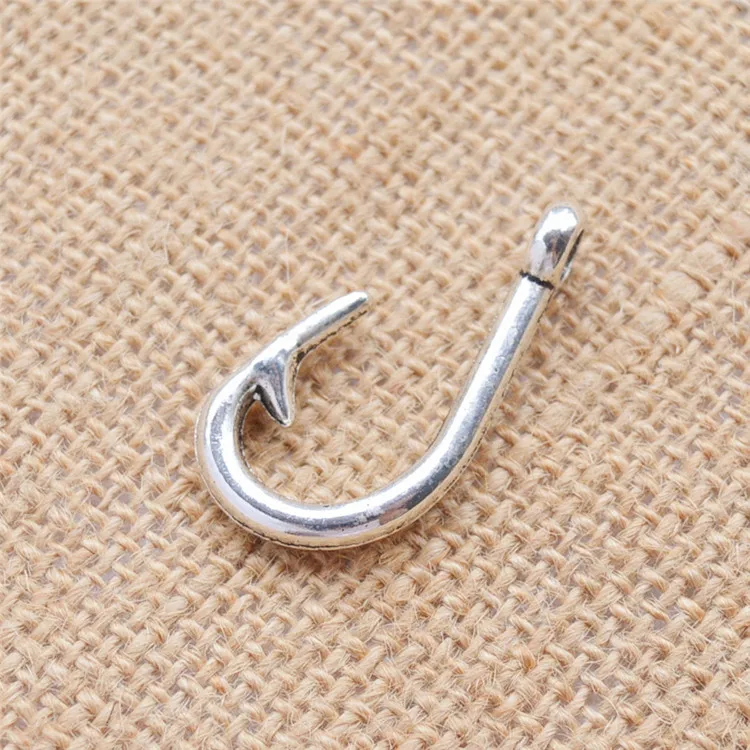 Free Shipping 38x20mm Antique Silver Plating Fishhook Charms Wholesale DIY Jewelry Finding