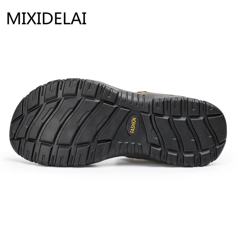 Sandalias de cuero genuino de alta calidad para hombre, zapatos de ocio de verano, sandalias de playa, suaves, de talla grande, talla 38-48, nueva