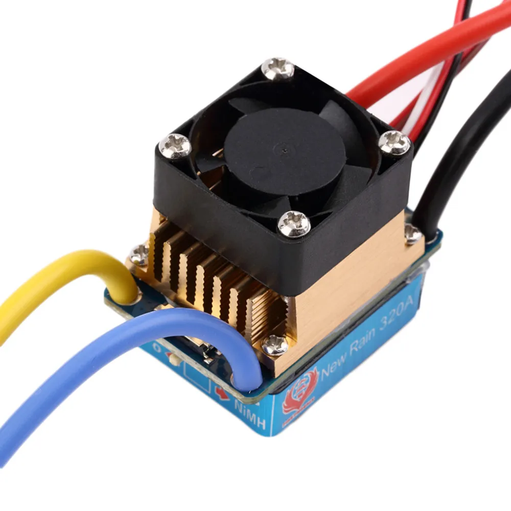 1pcs Brushed ESC New Rain 320A Waterproof Brushed ESC 3S with Cooling Fan 5V 3A BEC T-Plug For 1/10 RC Car