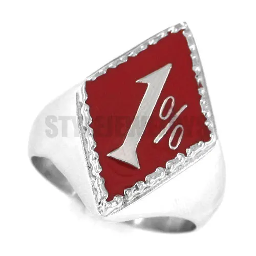 Black Red Blue One Percent Motorcycles Biker Ring Stainless Steel Jewelry Classic 1% Motor Biker Men Ring Wholesale SWR0063