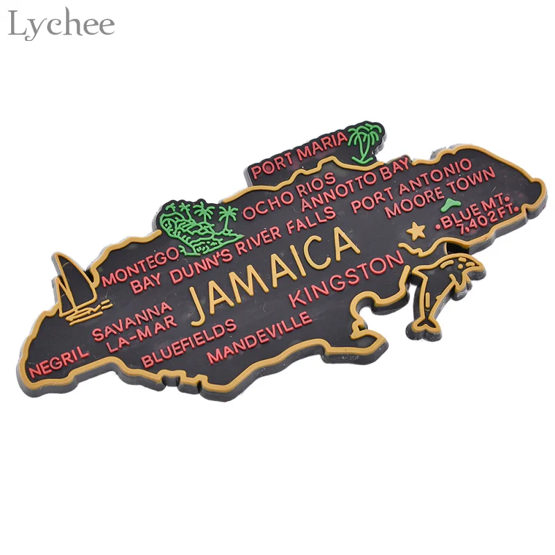 Lychee LIfe 1pc Jamaica Map Fridge Magnet Cartoon Refrigerator Sticker DIY Handmade Home Decoration