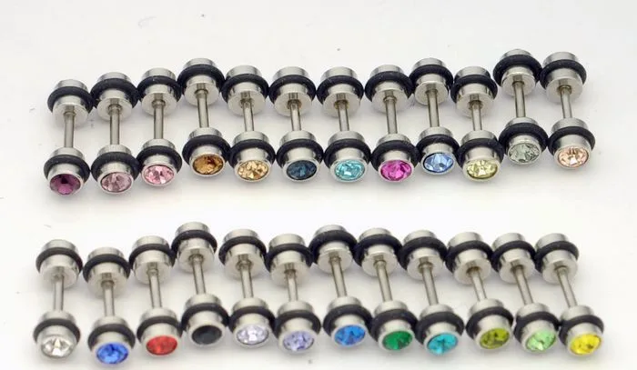 

4 mm double drill titanium steel stud earrings earrings dumbbell 24 color Free shipping