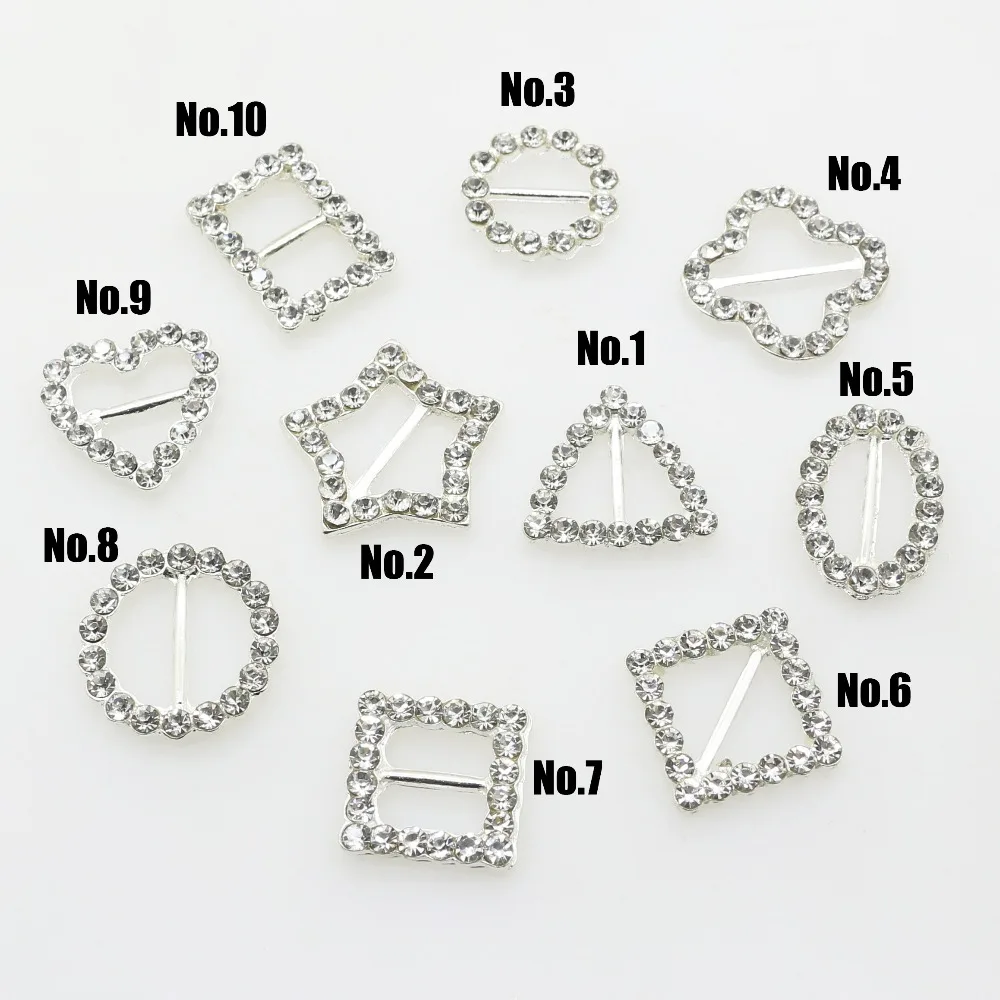 10pcs/lot Variety Crystal Rhinestone Buckles/Alloy Diamond buckles for Wedding Invitation card Decoration DIY Hair Accessories