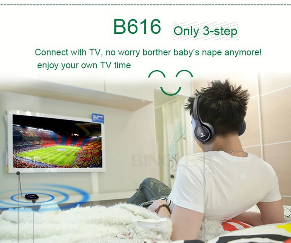 Bingle B616 2 PCS Fones de ouvido/conjunto Extra Bass On Ear Auriculare Fone De Ouvido RF Fones de ouvido sem fio para TV ouvir família teatro