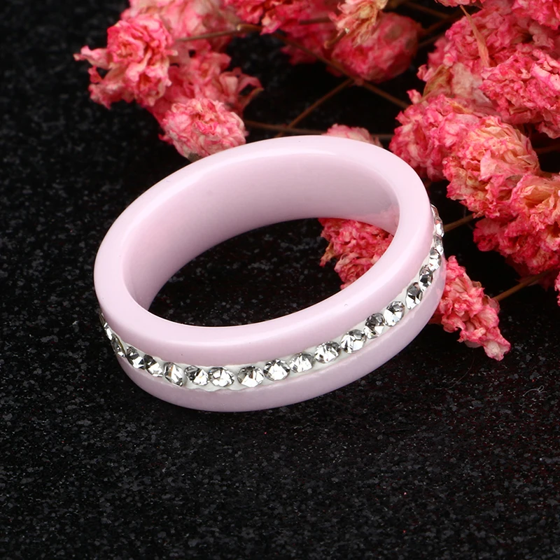 Classic Woman Wedding Ring Real Ceramic Jewelry Ring One Row Cubic Zirconia CZ Engagement Ring For Women Wedding Party Gift