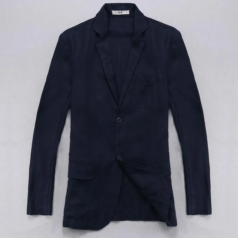 100% Linen jacket men long sleeve flax blazer men casual business jackets men fashion solid jacket mens big size terno masculino