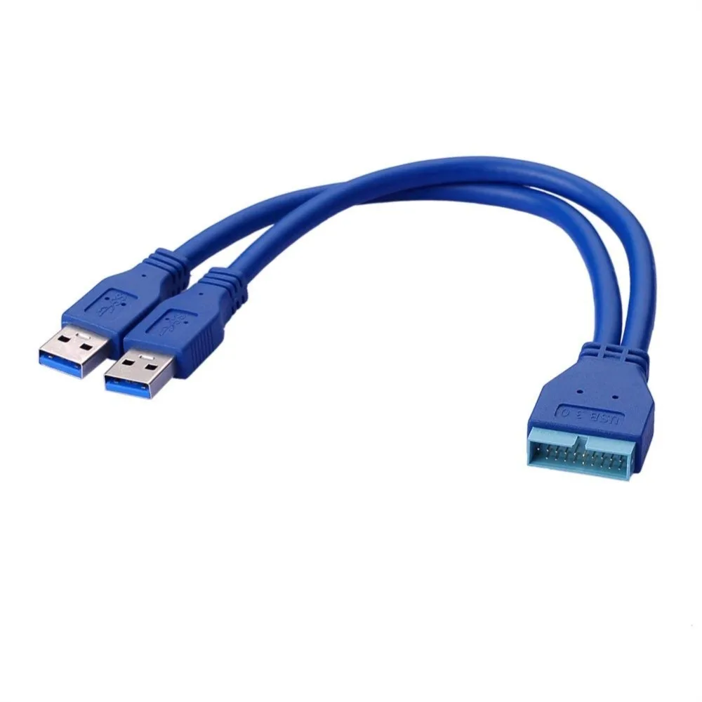 

Dual 2 Port USB3.0 USB 3.0 A Male to Motherboard Mainboard 20Pin Cable Adapter 19 Pin USB Extension cable