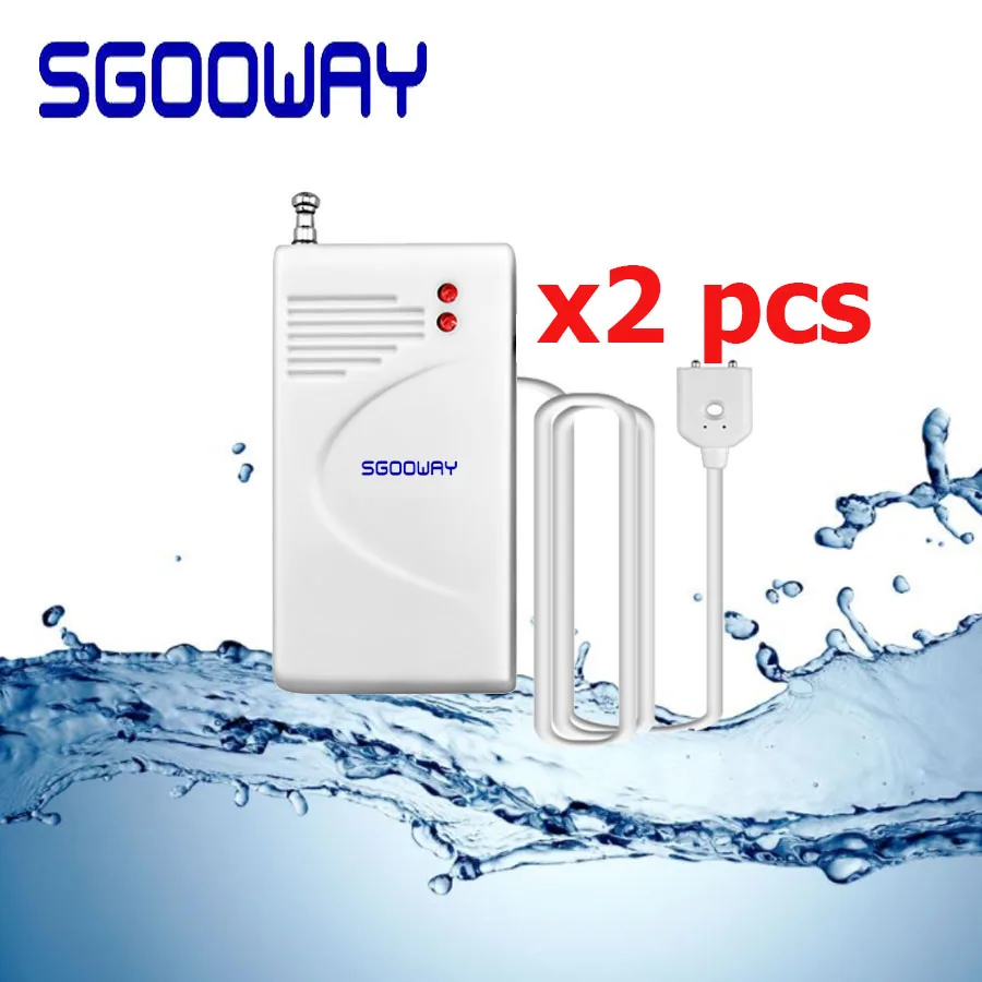 Sgooway 2pcs/lot 433MHz Wireless Water leak detector sensor water Leakage detector Sensor for wireless gsm  PSTN WIFI Alarm