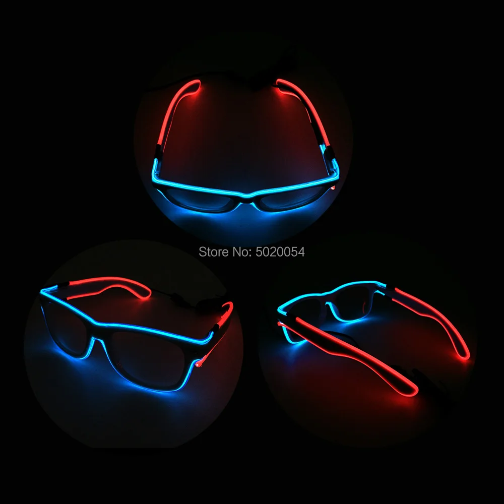 Cheap Price Men Gift Colorful Neon Light Up Glowing Sunglasses LED EL Wire Men Sun glasses Bright Glasses