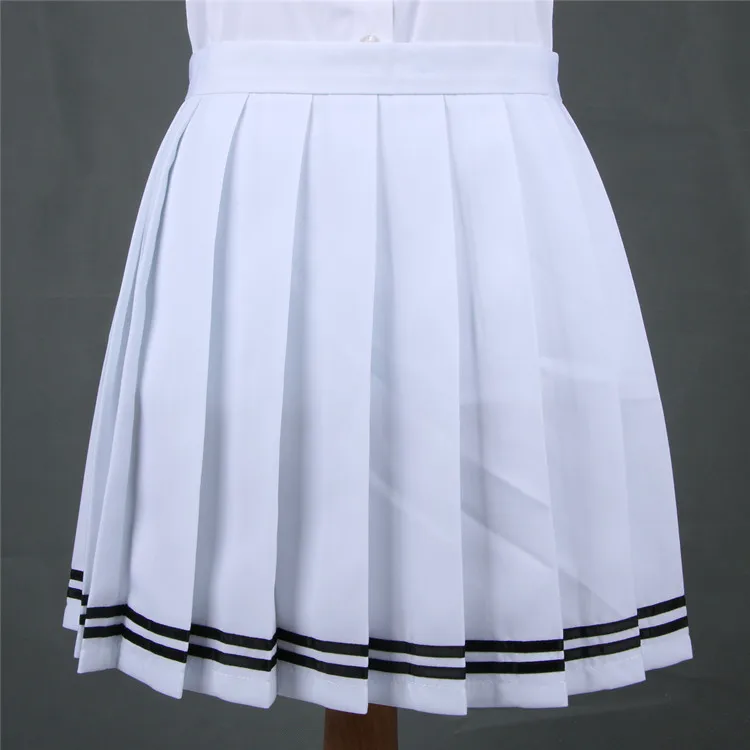 White color With Black edge / Coffee / milky white color JK pleated skirt students Girl lolita Leisure skirt