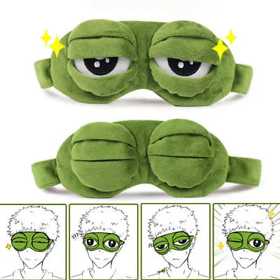 Hirigin New Fashion Kawaii Travel Sleep Eye Mask 3D Sad Frog Padded Shade Cover Sleeping Closed/Open Eye Funny Mask Adult/Kids