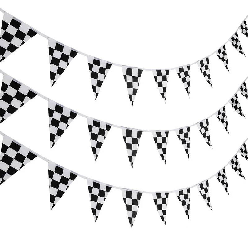 

Aerlxemrbrae 10M 38pieces/set14cmx21cm Checkered Racing Flag Banners for Racing,Race Car Party,Sport Events