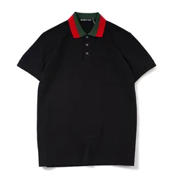 High New Novelty 2023 Embroidered Green Red stripe Collar Fashion Casual Polo Shirts Shirt Skateboard Cotton Polos Top Tee L25