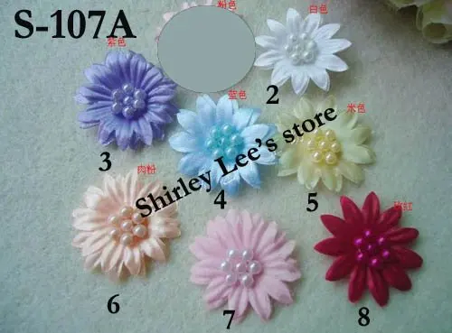 Wholesale --800pcs  3.5cm Satin ribbon flowers w/pearls,fancy antique--- Free Shipping to some countries