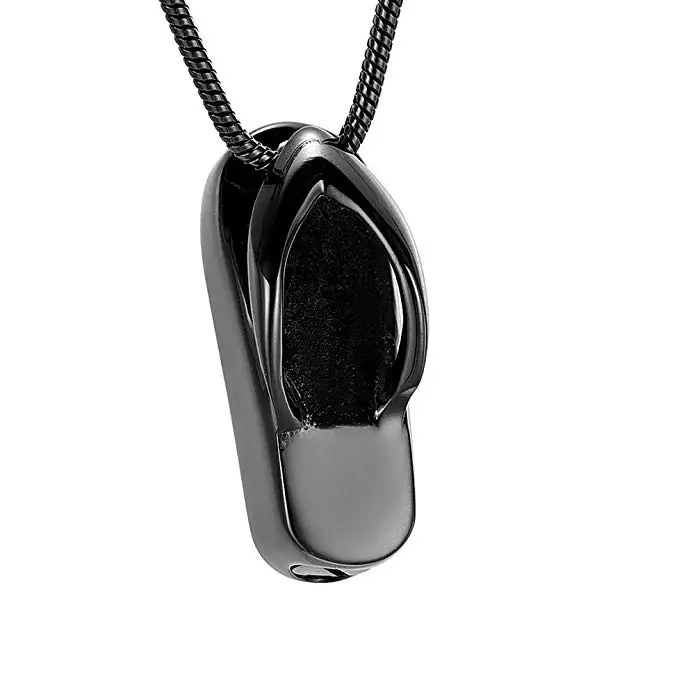 JJ002 Fashion Stainless Steel Flip Flops Cremation Necklace Urn Pendant For Ashes For Women Men Memorial Jewelry Engravbale