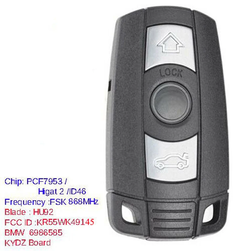 KEYECU KYDZ CAS3 Inteligentny klucz zdalny z 3 przyciskami 315LP 315MHz 433MHz 868MHz PCF7953 Chip Fob do BMW E60 E61 E90 1 3 5 6 7 Series