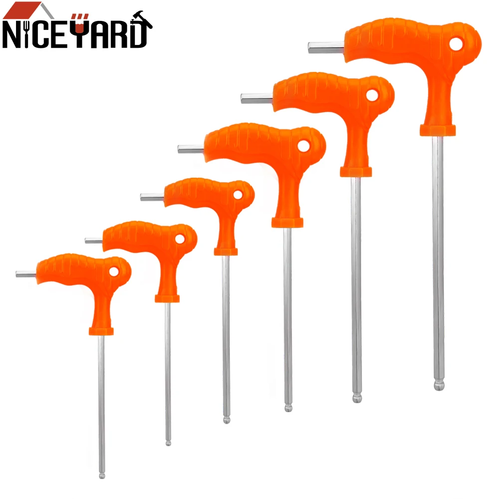 NICEYARD T Handle Spanner Inner Hexagon Wrench 2.5mm 3mm 4mm 5mm 6mm 8mm High-carbon Steel Allen Hex key allen wrench Hand Tool