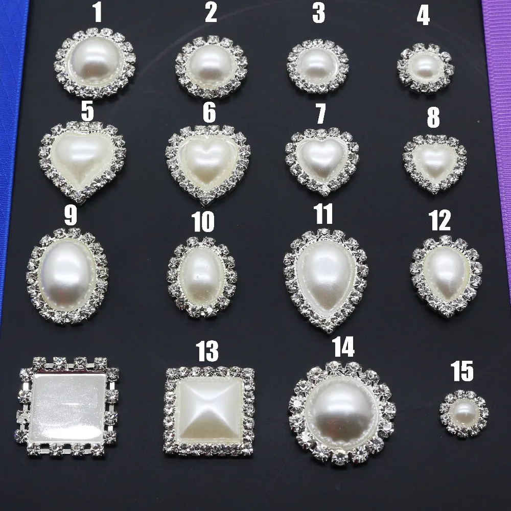 מכירה לוהטת 10pcs אין שריטה לבן פנינת ריינסטון כפתור Flatback הזמנה קישוט פרח מרכז אספקת מלאכה עבור אופציונלי