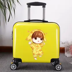 Hot!New girl cartoon 18 inch rolling luggage boy Trolley suitcase on Wheels Students brand school Luggage kids lovely Suitcases