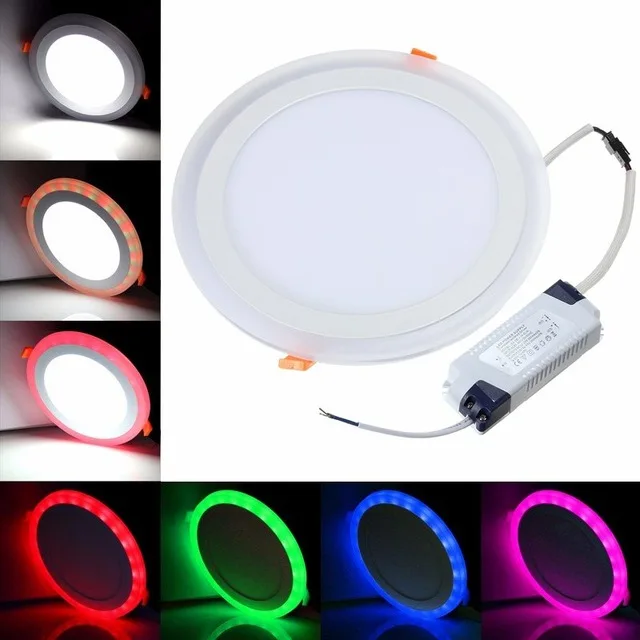 

1X LED Panel 6W 9W 16W 24W 3Model Red green Bule LED Panel Light Double Color LED Ceiling Recessed Down Lamp for Indoor Lights