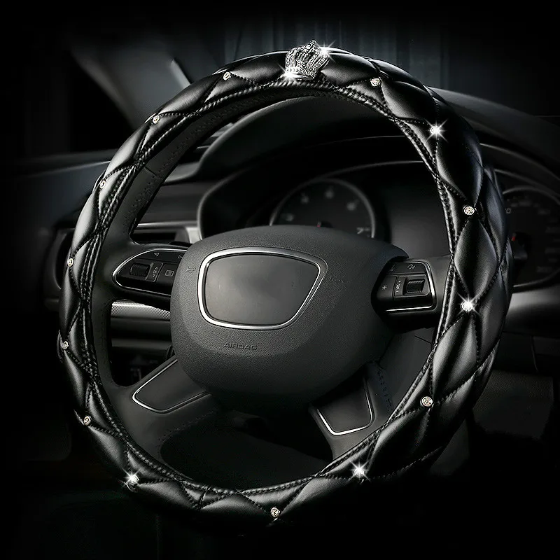 

Роскошный кожаный чехол на руль автомобиля со стразами, чехол на руль со стразами для Chevrolet benz Mercedes