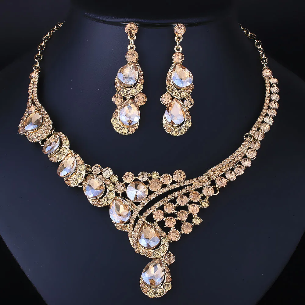 FARLENA Jewelry Multicolor Crystal Rhineatones Necklace Set for Women Wedding & Engagement Accessory Fashion Bridal Jewelry sets