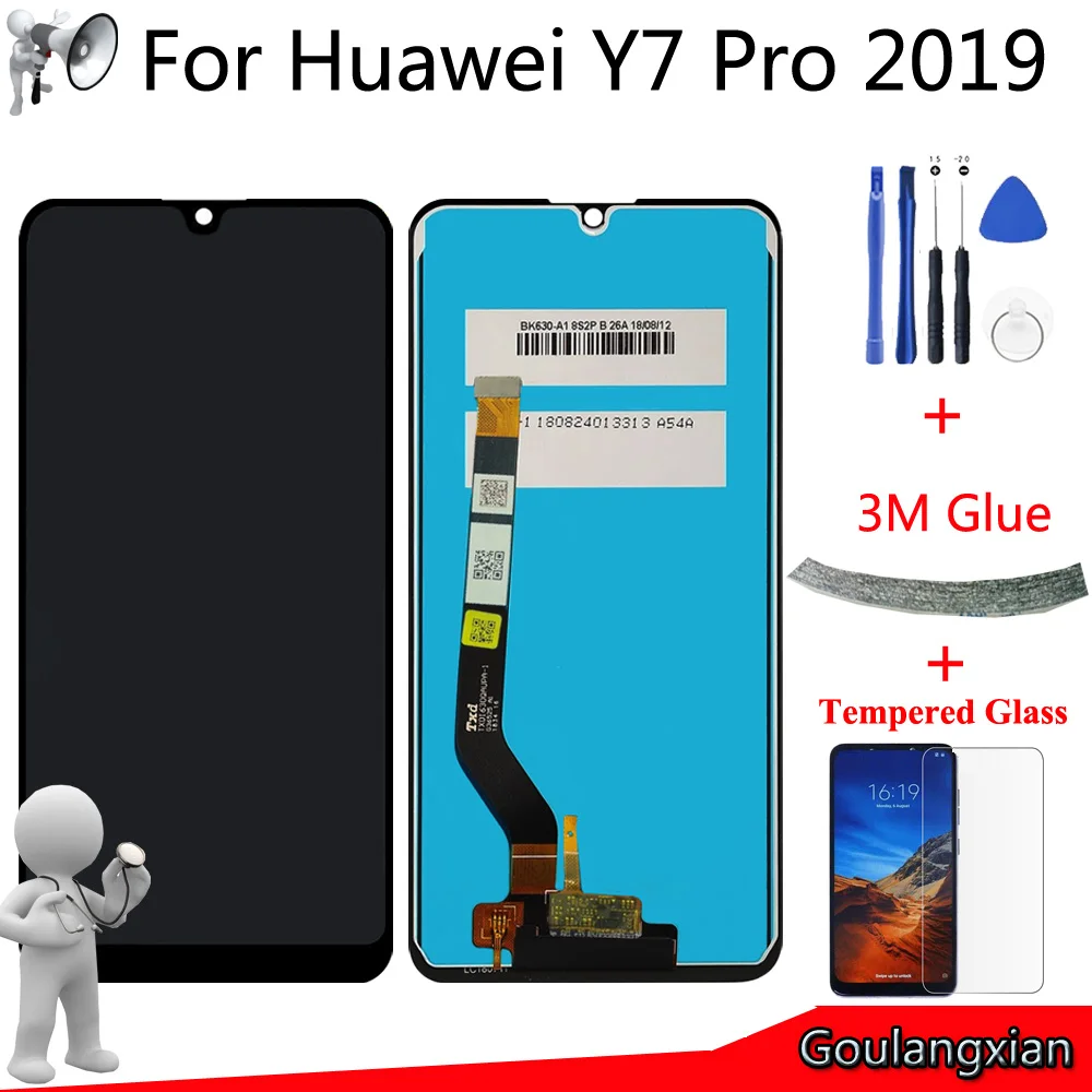 AAA Original LCD For Huawei Y7 Pro 2019 Full LCD Display Touch Screen Digitizer Assembly For Y7 Pro 2019 DUB-LX2 / DUB-L22 LCD