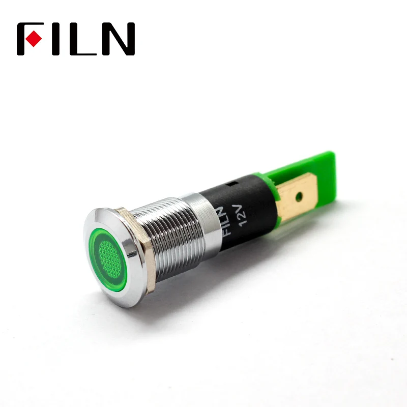 FILN 12mm 12V 24V 110V 220V Chrom Metall LED Pilotanzeige Armaturenbrett Signalanzeige Warnleuchte Auto Boot Marine mit 6,3mm Faston – Detail 8