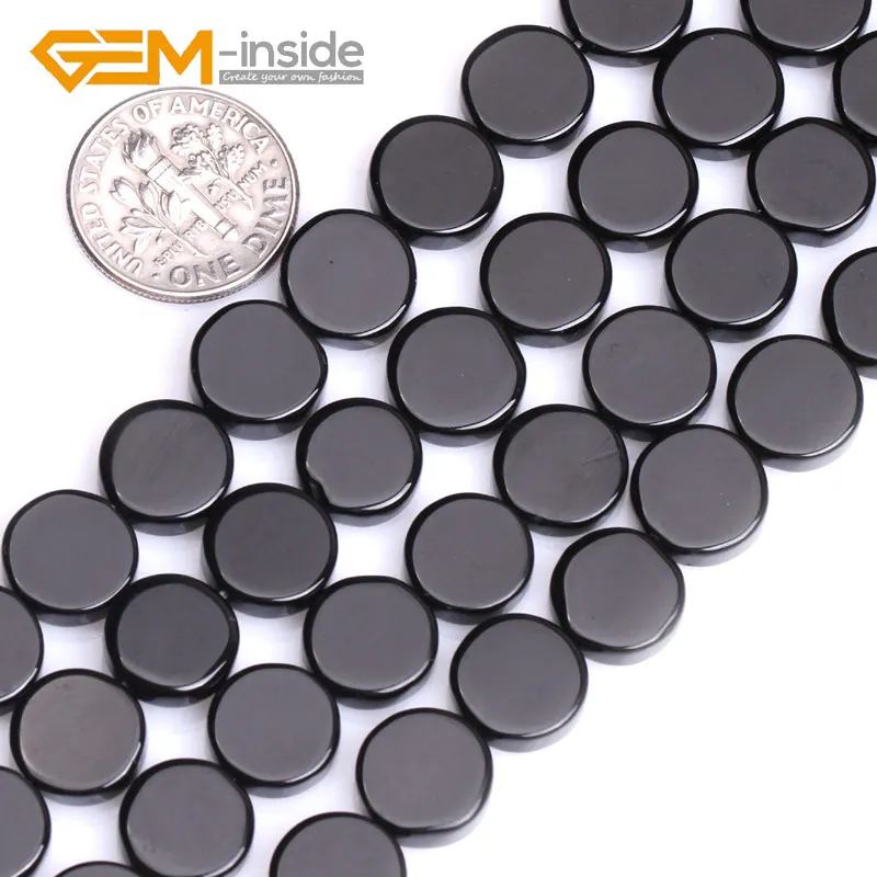 Coin Shape Black Agates Natural Stone Beads DIY Loose Beads For Jewelry Making Bead Strand 15 Inches Wholesale ! Free Shipping