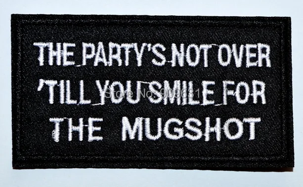 Party's Not Over funny biker slogan beer rockabilly applique iron-on patch ~ iron on applique ~ Sew fashion embroidery  patches