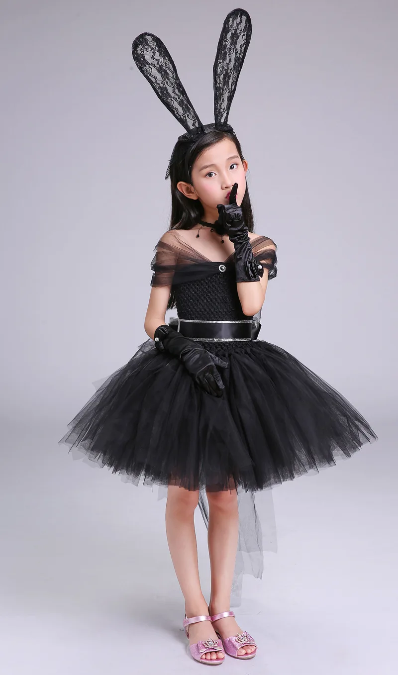 Dress+Headband+Necklace Black Handmade Girl Party Dress with Train Tulle Chiffon Baby Girl Tutu Dress Casual Baby Girl Clothes