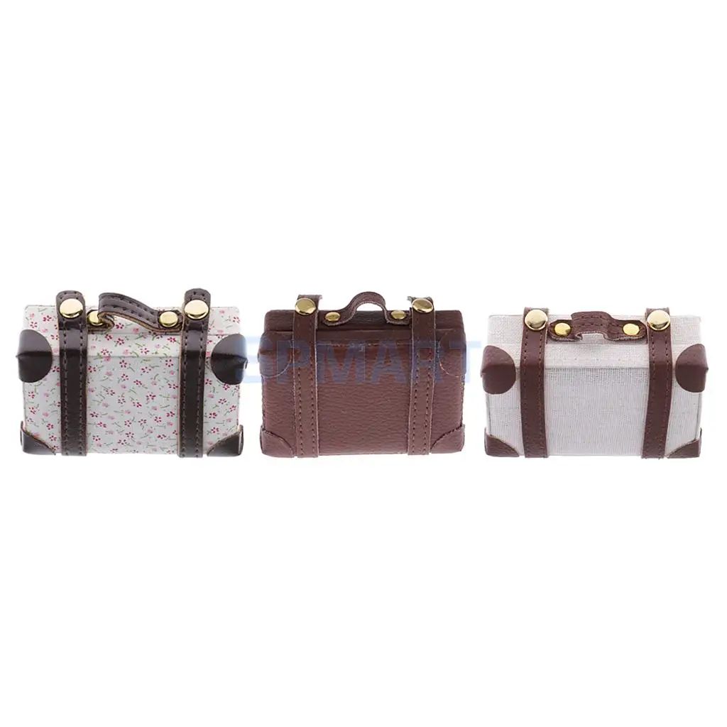 1/6 Scale Vintage Suitcase Luggage Cases 6th Dollhouse Miniature Dollhouse Decoration Accessories